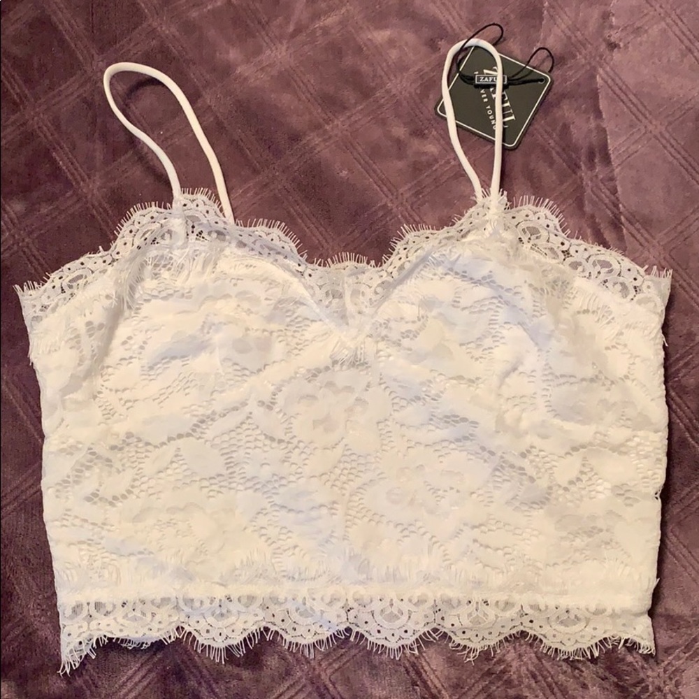 Lace crop tank top